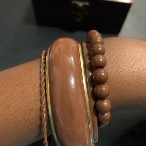 Source Unknown Brown and Gold Bracelet Quartet
